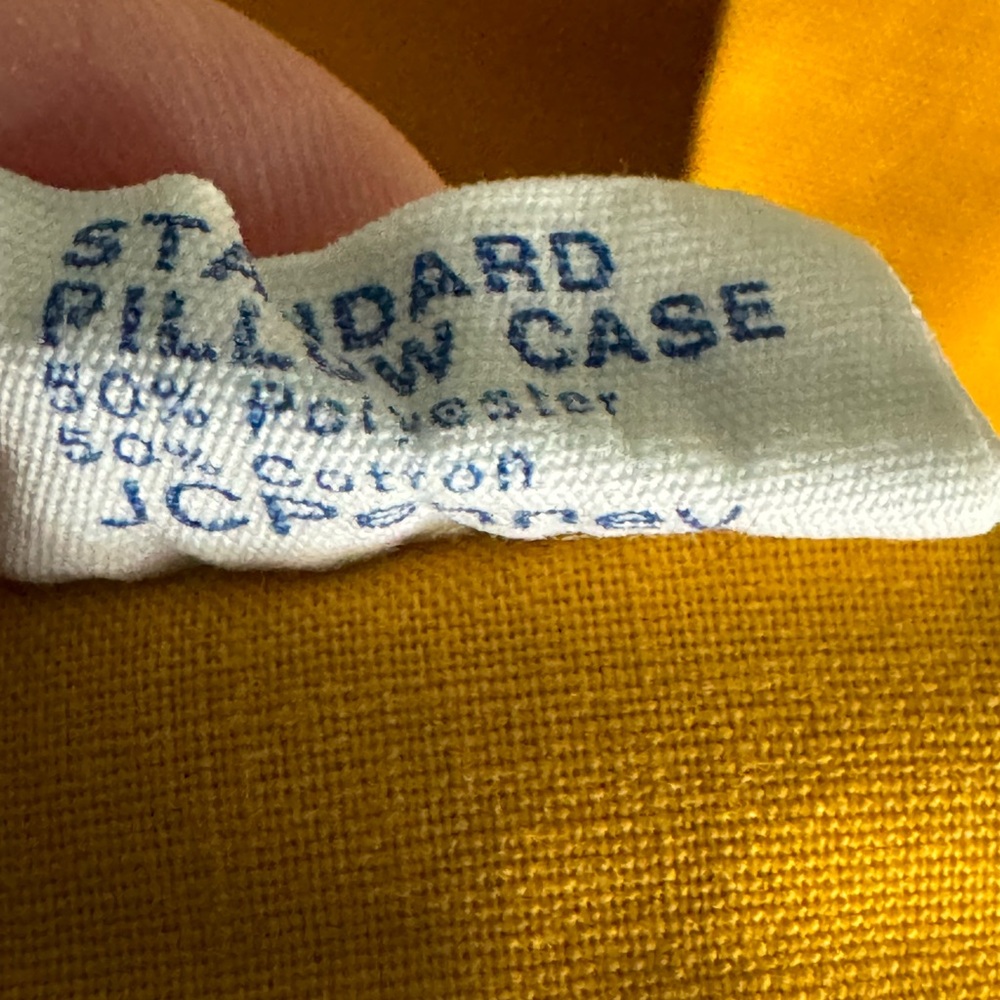 Vtg JC Penney Flat Fitted Pillowcase Duvet Twin Yellow Goldenrod Stripes 70s - Picture 9 of 16
